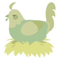 Beryl, a gluppy and apple chicken with a head pattern