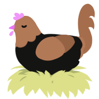 A black and brown chicken with a head pattern