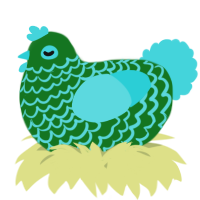 A leaf and aqua chicken with a lace pattern