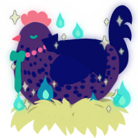 A overcast and navy chicken with a speckle pattern