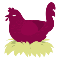 A maroon chicken with a half-lace pattern