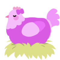 Pastel Gurl, a orchid and lavender chicken with a head pattern