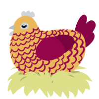 A honey and maroon chicken with a lace pattern