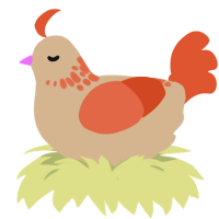 A beige and vermilion chicken with a neck-speckle pattern