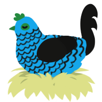 A sky and black chicken with a lace pattern