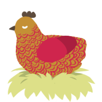 Phoenix, a gold and crimson chicken with a double-lace pattern