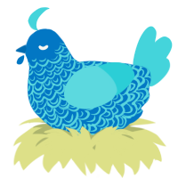 A sapphire and aqua chicken with a double-lace pattern