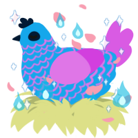 A sky and orchid chicken with a lace pattern