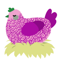 Dipped in Slime, a pink and plum chicken with a double-lace pattern