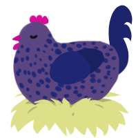 A overcast and navy chicken with a speckle pattern