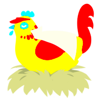 Drumstick, a honey and crimson chicken with a neck-speckle pattern
