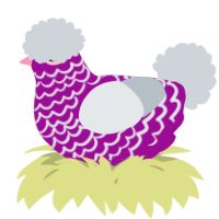 A plum and mist chicken with a lace pattern