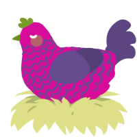 A fuchsia and overcast chicken with a lace pattern