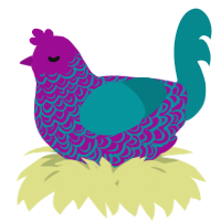 A plum and teal chicken with a double-lace pattern