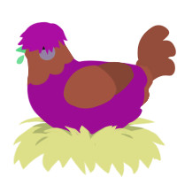 Sultana Bran, a plum and russet chicken with a head pattern