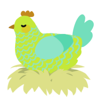 A lime and mint chicken with a lace pattern