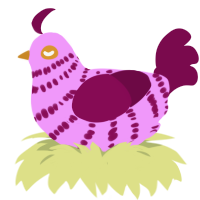 A lavender and wine chicken with a bar pattern