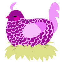 A plum and lavender chicken with a lace pattern