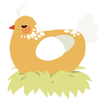 A honey and white chicken with a neck-speckle pattern