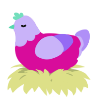 A fuchsia and lilac chicken with a head pattern