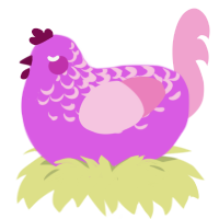 A orchid and pink chicken with a half-lace pattern