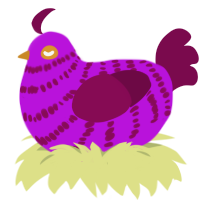 A amethyst and wine chicken with a bar pattern