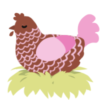 A russet and pink chicken with a lace pattern