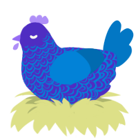 marina, a indigo and sapphire chicken with a double-lace pattern