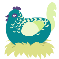 (unnamed), a teal and apple chicken with a half-lace pattern