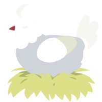 A mist and white chicken with a head pattern