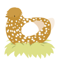 A gold and cream chicken with a speckle pattern