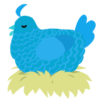 A cerulean and sky chicken with a lace pattern
