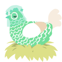 A spring and cream chicken with a lace pattern