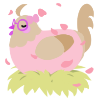 A rose and beige chicken with a head pattern