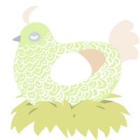 A apple and cream chicken with a double-lace pattern