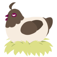 Sundae, a cream and bark chicken with a head pattern