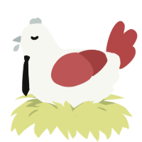 Deggster, a white and red chicken