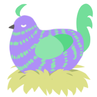 A lilac and spring chicken with a bar pattern