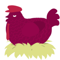 A maroon chicken with a lace pattern
