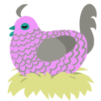 A lavender and ash chicken with a lace pattern