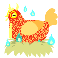 Wasabi Wagyu, a red and beige chicken with a double-lace pattern