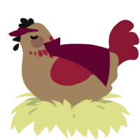 A beige and crimson chicken with a neck-speckle pattern