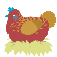 A red and gold chicken with a half-lace pattern