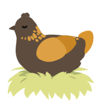 Choco Caramel, a bark and orange chicken with a neck-speckle pattern
