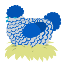 A mist and ultramarine chicken with a lace pattern