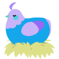 A sky and lilac chicken with a head pattern