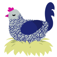 A silver and navy chicken with a double-lace pattern