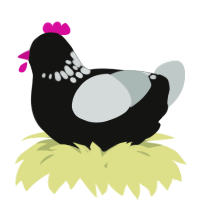 A black and silver chicken with a neck-speckle pattern