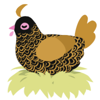 A black and gold chicken with a double-lace pattern