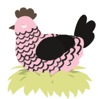 A rose and sable chicken with a lace pattern